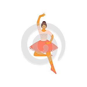 Professional Ballerina Dancing Classical Ballet Dance Vector Illustration