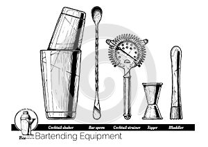 Illustration of bartending equipment