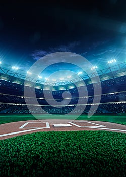 Professional baseball grand arena in night