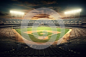 Professional baseball grand arena in the sunlight Generative AI