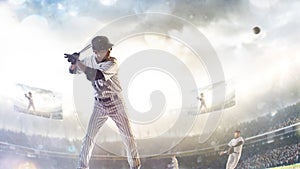 Professional baseball player in action on grand arena