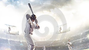 Professional baseball player in action on grand arena