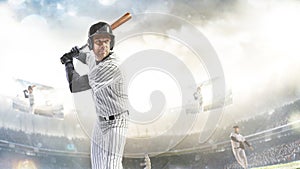 Professional baseball player in action on grand arena