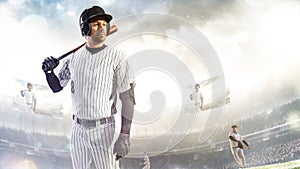 Professional baseball player in action on grand arena