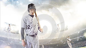 Professional baseball player in action on grand arena