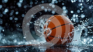 Professional Basketball ball Sports Equipment Horizontal Illustration.