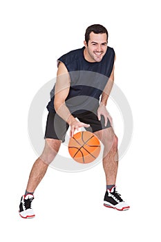 Professional basketball player with ball