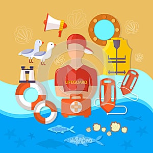 Professional beach lifeguard vector