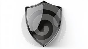 Professional Black Shiny Shield on White Background for Security Concept