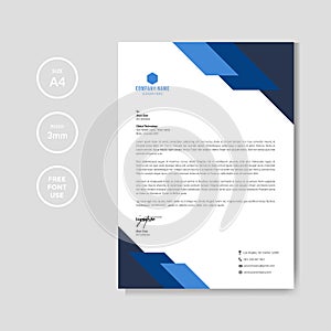 Professional blue letterhead graphic element template