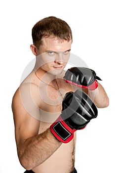 Professional boxer isolated on white background