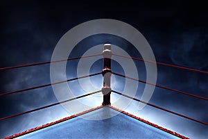 Professional boxing ring on smoke backgrounds
