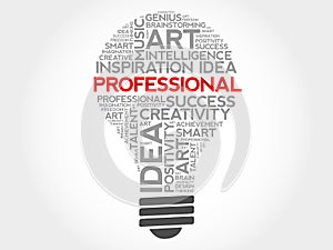 Professional bulb word cloud