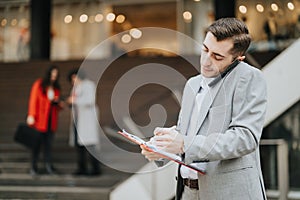 Professional business associates in a casual meeting outdoors