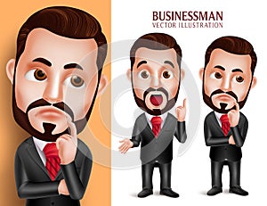 Professional Business Man Vector Character in Attractive Corporate Attire Thinking Idea