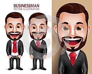 Professional Business Man Vector Character Happy in Attractive Corporate Attire