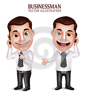 Professional Business Man Vector Character Holding Mobile Phone