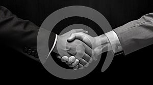 Professional business men shaking hands, black and white