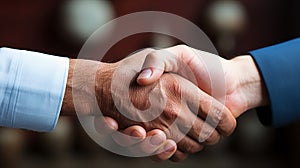 A professional business people agreement with hand shake in blur background