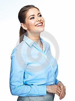 Professional business woman portrait. White backgr