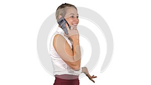 Professional business woman smiling with mobile phone talking on