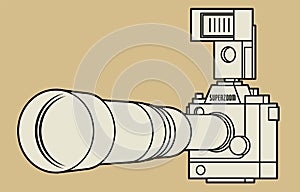 Professional camera with big and long zoom lens