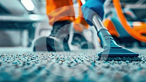Professional Carpet Cleaning in Progress. Generative ai