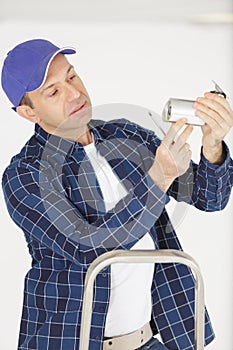 professional cctv technician working install camera