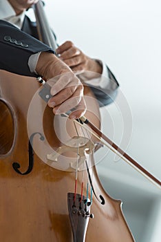 Professional cellist performing