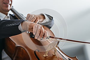 Professional cellist performing