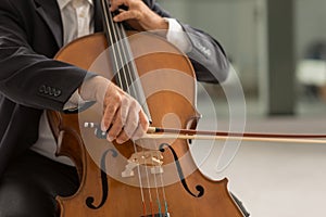 Professional cellist performing