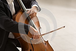 Professional cellist performing