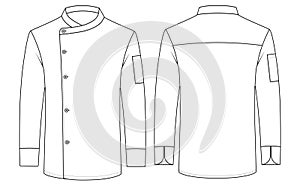 Professional Chef Coat Line Art Vector Illustration Front and Back View