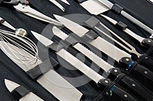 Professional Chef's knife set in black case