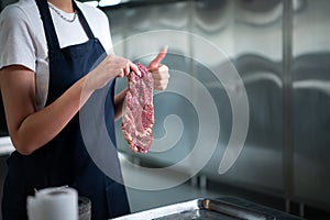 Professional chef who specializes in fine meats The steak that is served to the customer