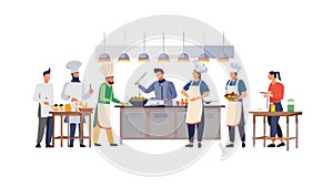 Professional Chefs Collaborating in a Busy Kitchen, vector design Generative AI