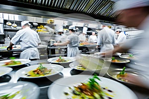 Professional Chefs Working in a Busy Restaurant Kitchen. Resplendent.