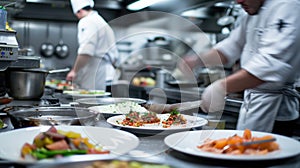 Professional Chefs Working in a Busy Restaurant Kitchen. Resplendent.