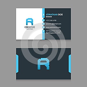 R Abstract Letter logo with Modern Corporate Business Card design Template VectorQ