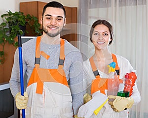 Professional cleaners at work