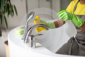 Professional cleaning of the bathroom and toilet. Cleanliness and hygiene at home.