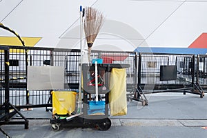 Professional cleaning cart in shopping malls photo