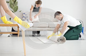 Professional cleaning crew at work