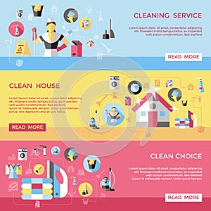 Professional Cleaning Horizontal Banners Set