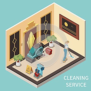 Professional Cleaning Isometric Composition