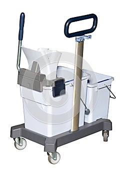 Trolley for professional cleaning made of durable plastic combined with aluminum photo