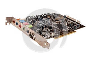 Professional computer device external sound card for playback and recording, mixer, audio inputs and audio