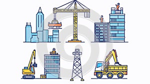 Professional Construction Icons Set for Building Projects and Infrastructure Development