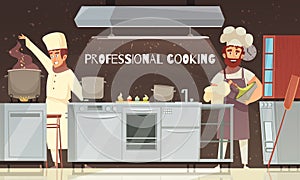 Professional Cooking Restaurant Illustration