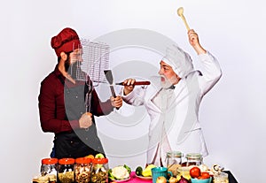 Professional culinary. Chefs in uniform compete in culinary show. Kitchen rules. Cooking challenge. Culinary battle in